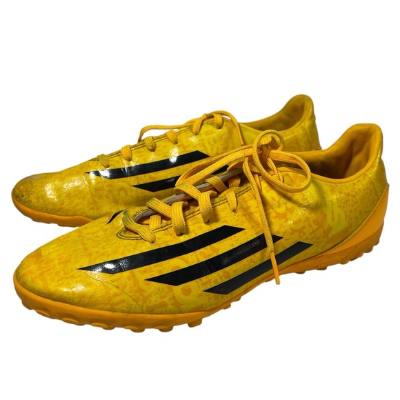 adidas Mens Messi F10 TF Turf Traxion Soccer/Futbol Cleats Size 7.5 Yellow/Black - Picture 1 of 10